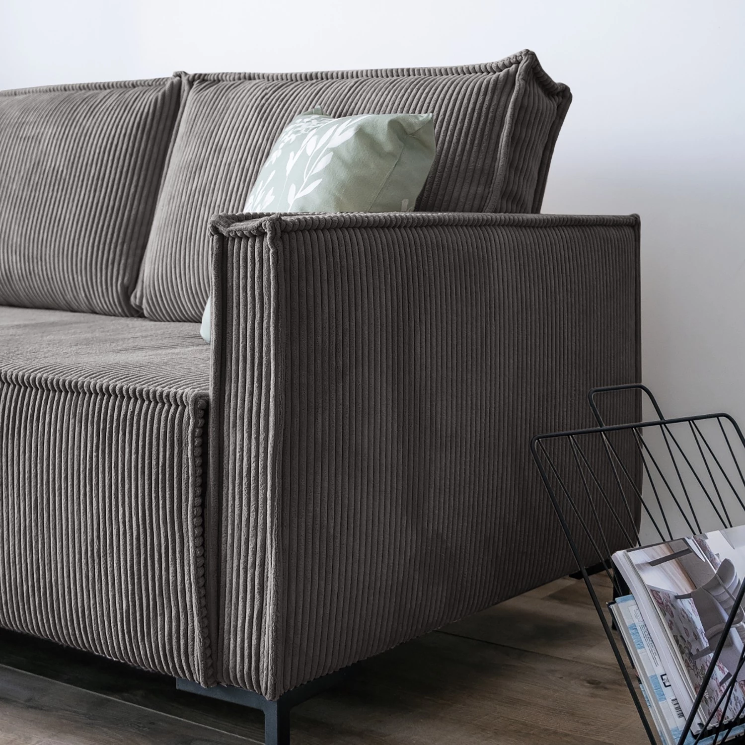 Loftscape Canapé d’angle Maura - Velours côtelé - Velours côtelé Poppy: Gris - Sans repose-pieds 11 Loftscape Canapé d’angle Maura - Velours côtelé - Velours côtelé Poppy: Gris - Sans repose-pieds – Image 9