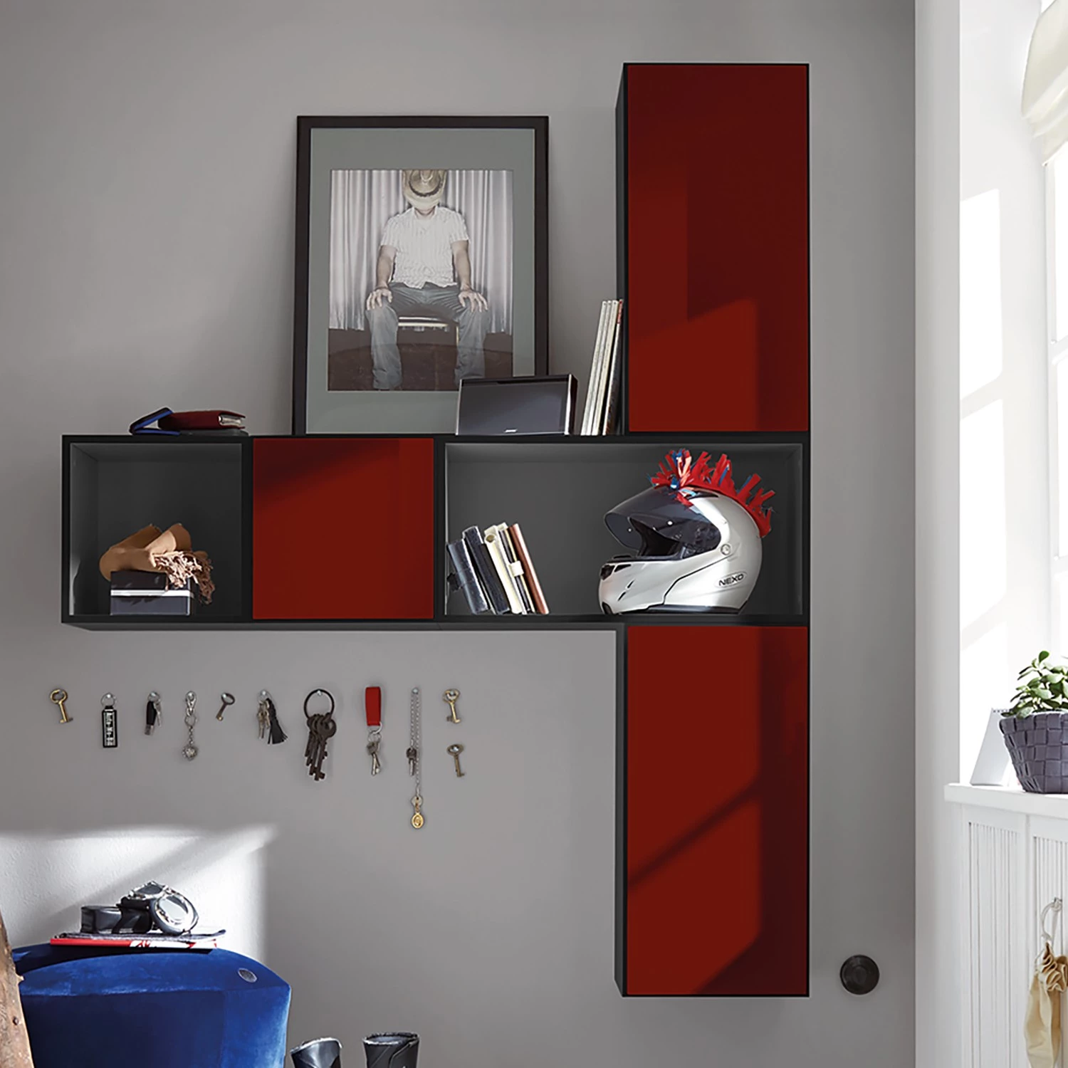 Now! by hülsta Ensemble d’entrée Now to go (5 éléments) - Rubin brillant / Gris diamant 2 Now! by hülsta Ensemble d’entrée Now to go (5 éléments) - Rubin brillant / Gris diamant