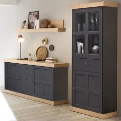 Ridgevalley Ensemble meubles TV Maiossa I (3 élém.) - Anthracite / Imitation chêne