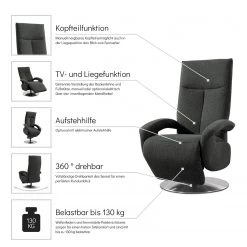 Loftscape Fauteuil relax Leesburg - Tissu Amra: Anthracite - Fonction relaxation - Sans aide au redressement - Réglage électrique : 2 moteurs avec câble 21 Loftscape Fauteuil relax Leesburg - Tissu Amra: Anthracite - Fonction relaxation - Sans aide au redressement - Réglage électrique : 2 moteurs avec câble -Meubles de salon Soldes 1000313418 211217 13403500291 DETAILS P000000001000313418