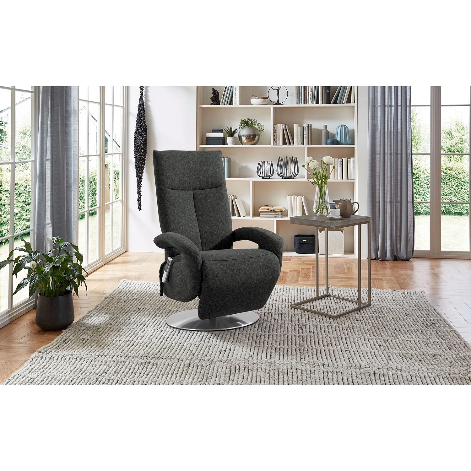 Loftscape Fauteuil relax Leesburg - Tissu Amra: Anthracite - Fonction relaxation - Sans aide au redressement - Réglage électrique : 2 moteurs avec câble 4 Loftscape Fauteuil relax Leesburg - Tissu Amra: Anthracite - Fonction relaxation - Sans aide au redressement - Réglage électrique : 2 moteurs avec câble – Image 2