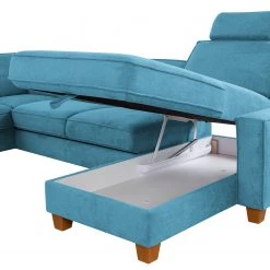 Fredriks Canapé panoramique Ford Point - Tissage à plat - Tissu Palila: Bleu clair - Méridienne longue à gauche (vue de face) - Avec fonction couchage -Meubles de salon Soldes 1000314727 211221 13062001745 DETAILS P000000001000314727