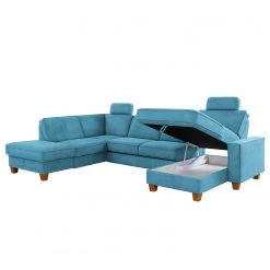 Fredriks Canapé panoramique Ford Point - Tissage à plat - Tissu Palila: Bleu clair - Méridienne longue à gauche (vue de face) - Avec fonction couchage -Meubles de salon Soldes 1000314727 211221 13062101718 DETAILS P000000001000314727