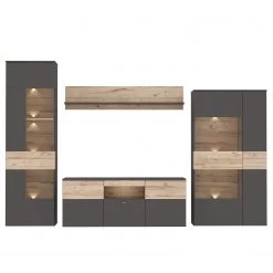 Loftscape Ensemble meubles TV Corey (4 éléments) - Avec éclairage - Imitation chêne / Gris -Meubles de salon Soldes 1000314793 211215 081140000033 DETAILS P000000001000314793