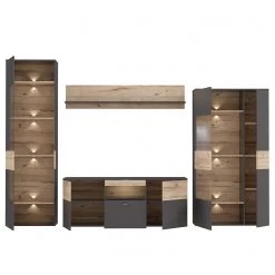 Loftscape Ensemble meubles TV Corey (4 éléments) - Avec éclairage - Imitation chêne / Gris -Meubles de salon Soldes 1000314793 211215 081141000045 DETAILS P000000001000314793