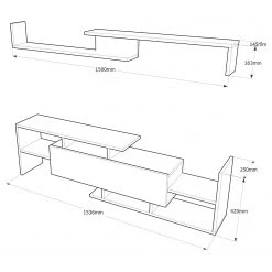 Loftscape Ensemble meubles TV Dindori (2 éléments) - Blanc / Imitation noyer 9 Loftscape Ensemble meubles TV Dindori (2 éléments) - Blanc / Imitation noyer -Meubles de salon Soldes 1000314845 211214 133830000512 SKETCH DETAILS P000000001000314845 sketch