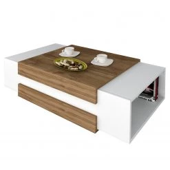 Red Living Table basse Nohra - Blanc / Imitation noyer