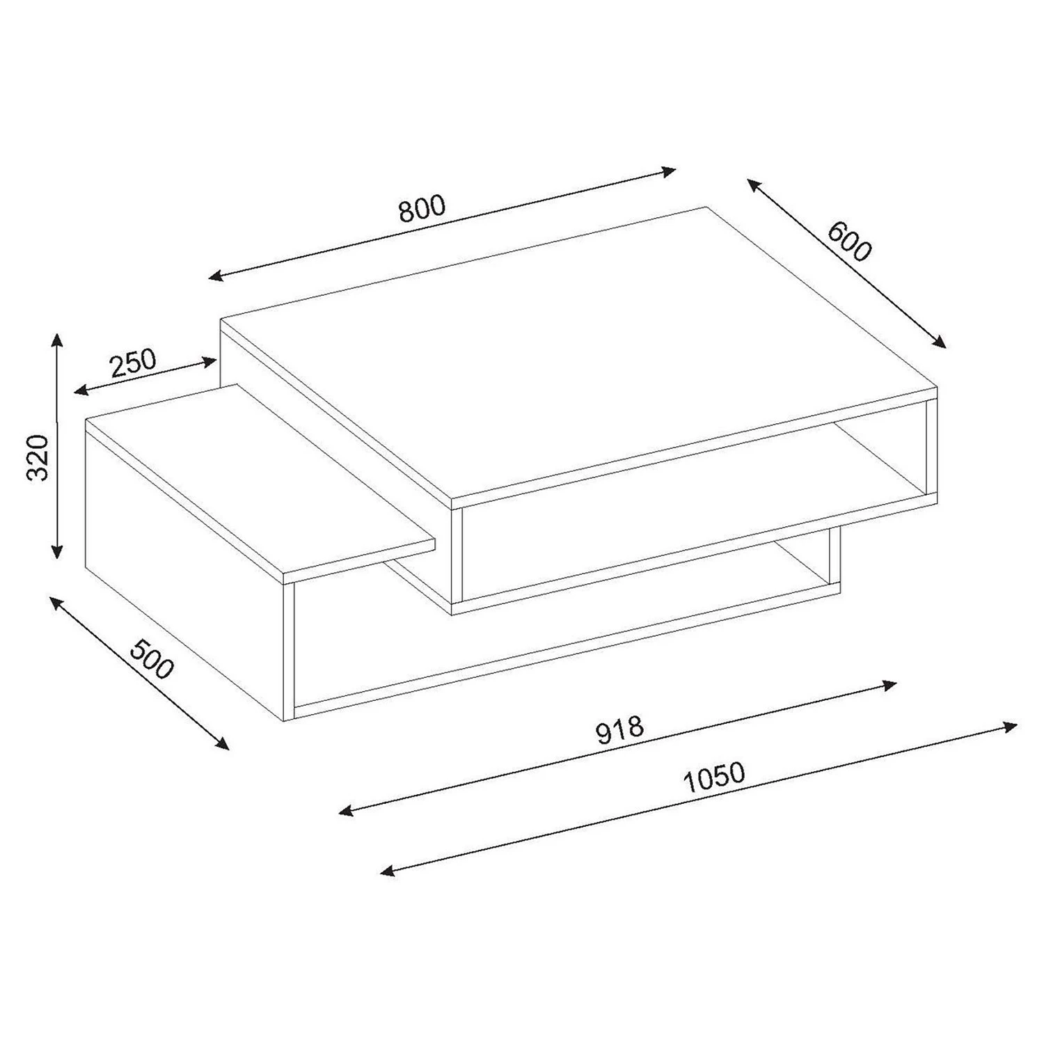 Loftscape Table basse Tarup - Blanc / Imitation noyer 5 Loftscape Table basse Tarup - Blanc / Imitation noyer – Image 3