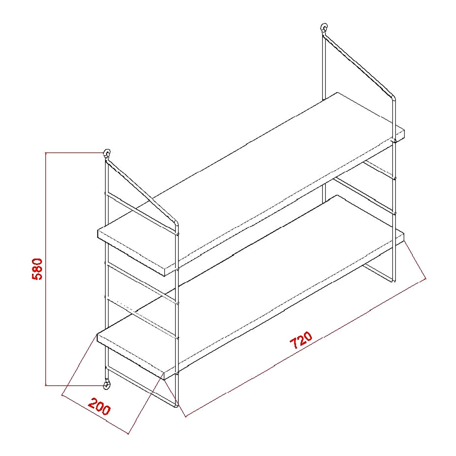 Loftscape Étagère murale Assesse - Hauteur : 58 cm 4 Loftscape Étagère murale Assesse - Hauteur : 58 cm – Image 2