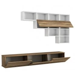 Loftscape Ensemble meubles TV Dovery (2 éléments) - Imitation noyer / Blanc 12 Loftscape Ensemble meubles TV Dovery (2 éléments) - Imitation noyer / Blanc -Meubles de salon Soldes 1000314886 211214 133832000124 DETAILS P000000001000314886