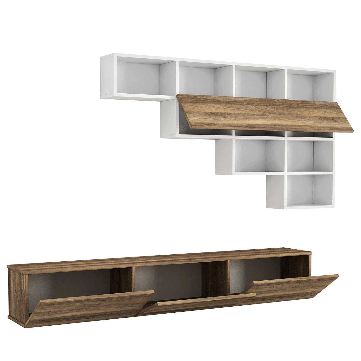 Loftscape Ensemble meubles TV Dovery (2 éléments) - Imitation noyer / Blanc 7 Loftscape Ensemble meubles TV Dovery (2 éléments) - Imitation noyer / Blanc – Image 5