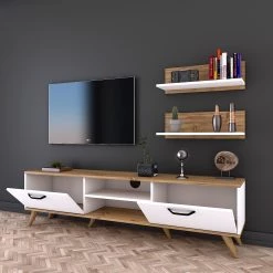 Ensemble meubles TV Rangun I (3 élém.) - Imitation chêne / Blanc -Meubles de salon Soldes 1000314888 211214 133833000117 MOOD DETAILS P000000001000314888 mood