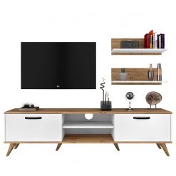 Ensemble meubles TV Rangun I (3 élém.) - Imitation chêne / Blanc -Meubles de salon Soldes 1000314888 211214 133833000137 DETAILS P000000001000314888