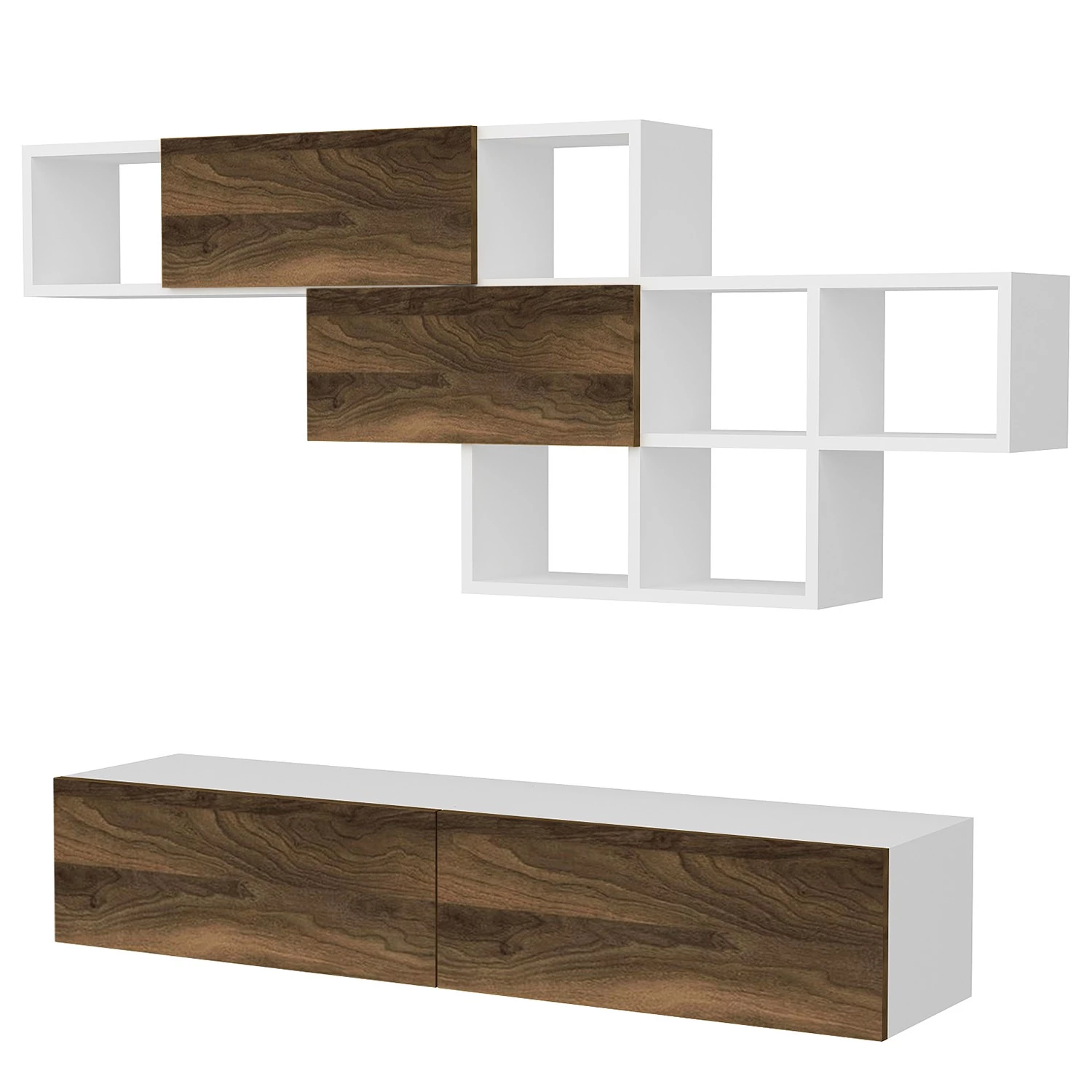 Loftscape Ensemble meubles TV Agency (2 éléments) - Blanc / Imitation noyer 6 Loftscape Ensemble meubles TV Agency (2 éléments) - Blanc / Imitation noyer – Image 4