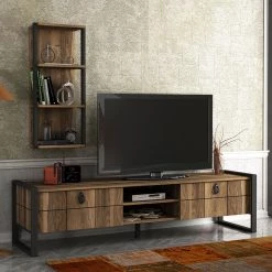 Red Living Ensemble meubles TV Lando (2 éléments) - Imitation noyer / Gris