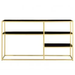 Jack & Alice Étagère Nooble II - Manguier massif / Métal - Manguier noir / Doré -Meubles de salon Soldes 1000315445 220427 040 DETAILS P000000001000315445