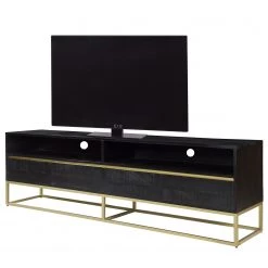 Jack & Alice Meuble TV Nooble - Manguier massif / Métal - Manguier noir / Doré