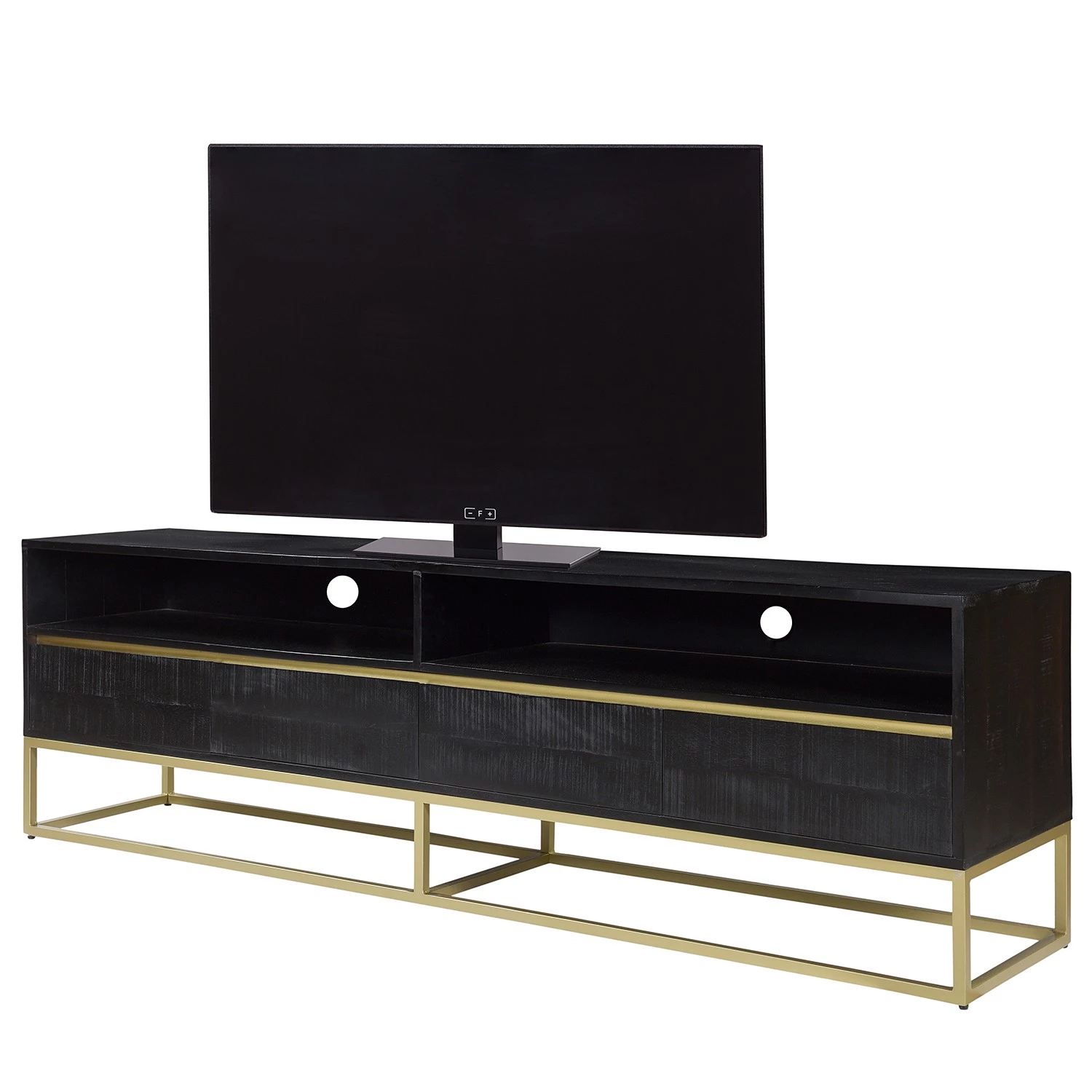Jack & Alice Meuble TV Nooble - Manguier massif / Métal - Manguier noir / Doré 3 Jack & Alice Meuble TV Nooble - Manguier massif / Métal - Manguier noir / Doré