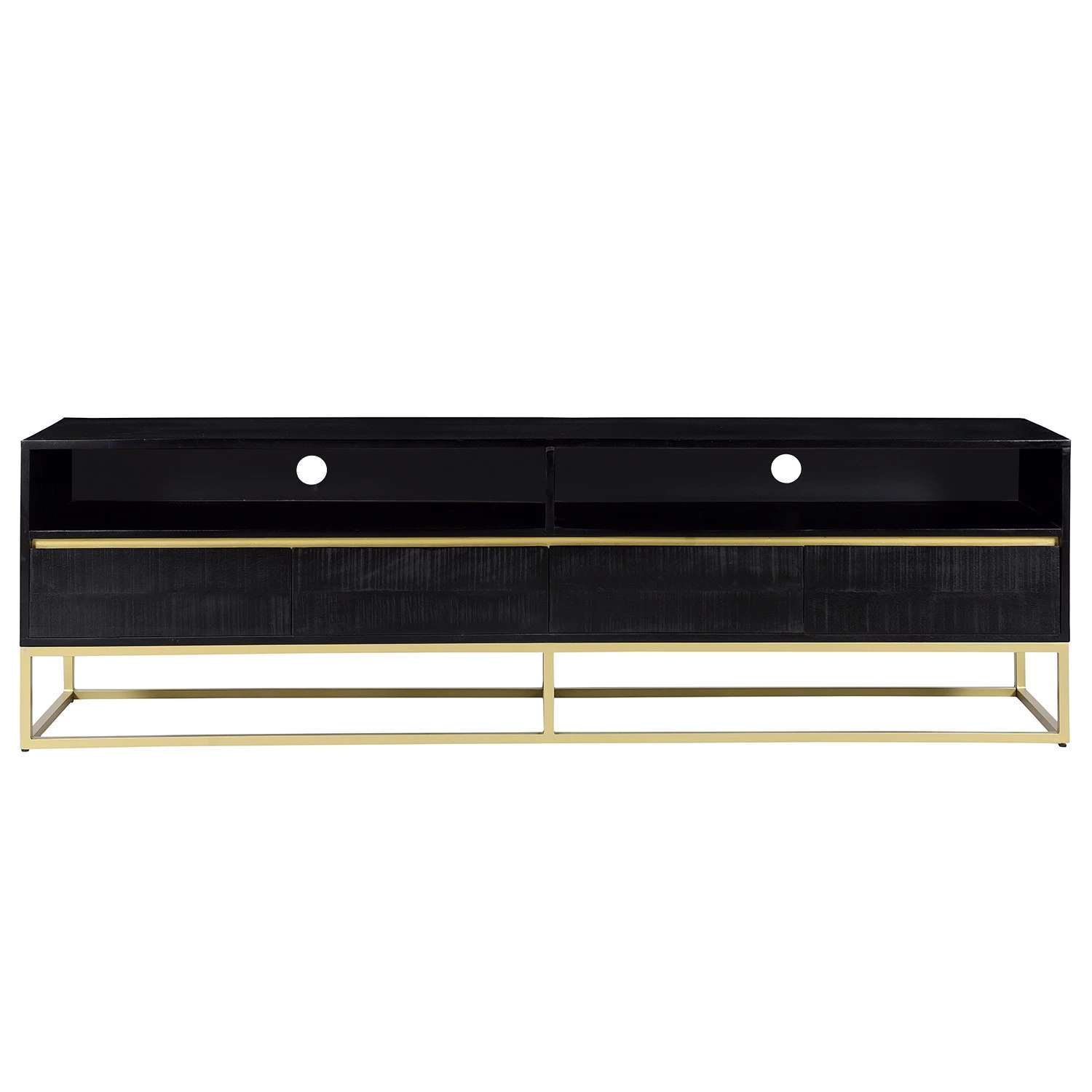 Jack & Alice Meuble TV Nooble - Manguier massif / Métal - Manguier noir / Doré 4 Jack & Alice Meuble TV Nooble - Manguier massif / Métal - Manguier noir / Doré – Image 2