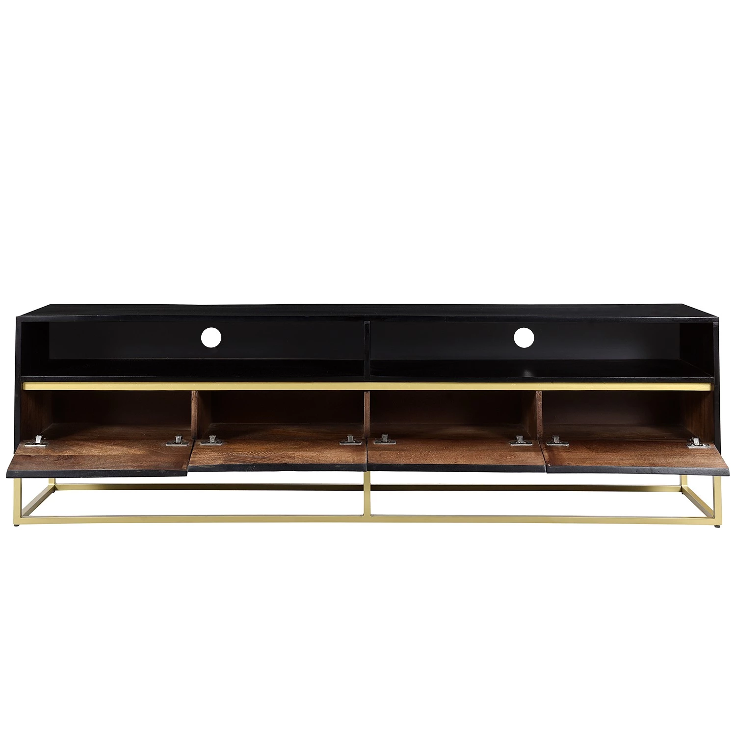 Jack & Alice Meuble TV Nooble - Manguier massif / Métal - Manguier noir / Doré 5 Jack & Alice Meuble TV Nooble - Manguier massif / Métal - Manguier noir / Doré – Image 3