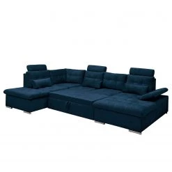 Fredriks Canapé panoramique Puntiro III - Microfibre Salvo: Bleu nuit - Méridienne courte à droite / longue à gauche (vue de face) - Avec fonction couchage -Meubles de salon Soldes 1000315689 220728 060 DETAILS P000000001000315689