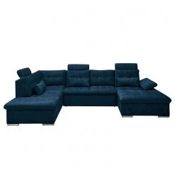 Fredriks Canapé panoramique Puntiro III - Microfibre Salvo: Bleu nuit - Méridienne courte à droite / longue à gauche (vue de face) - Avec fonction couchage -Meubles de salon Soldes 1000315689 220728 080 DETAILS P000000001000315689