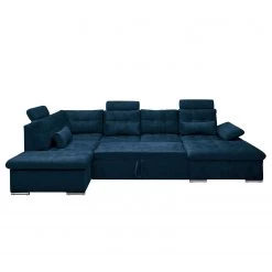 Fredriks Canapé panoramique Puntiro III - Microfibre Salvo: Bleu nuit - Méridienne courte à droite / longue à gauche (vue de face) - Avec fonction couchage -Meubles de salon Soldes 1000315689 220728 090 DETAILS P000000001000315689
