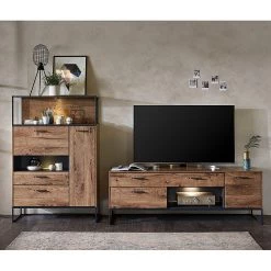 Red Living Ensemble meubles TV Meevoo (2 Ă©lĂ©ments) - Imitation chĂȘne rustique / Graphite