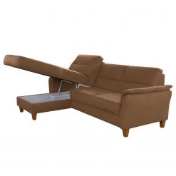 Loftscape Canapé d’angle Corvus - Microfibre Alais: Marron chocolat - Méridienne courte à gauche (vue de face) - Avec fonction couchage -Meubles de salon Soldes 1000317086 220120 11550300649 DETAILS P000000001000317086