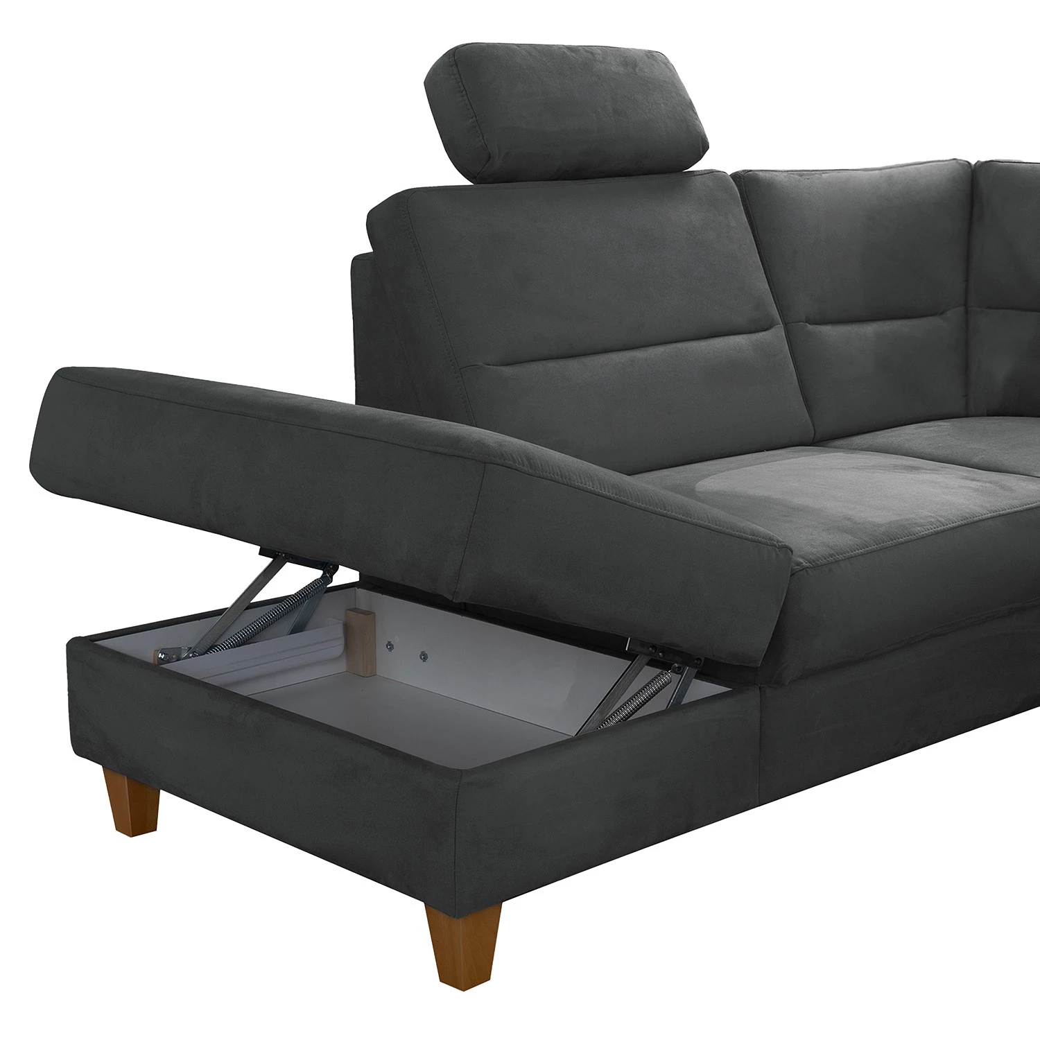 Loftscape Canapé panoramique Corvus - Microfibre Alais: Gris - Méridienne longue à gauche (vue de face) - Avec fonction couchage 9 Loftscape Canapé panoramique Corvus - Microfibre Alais: Gris - Méridienne longue à gauche (vue de face) - Avec fonction couchage – Image 7