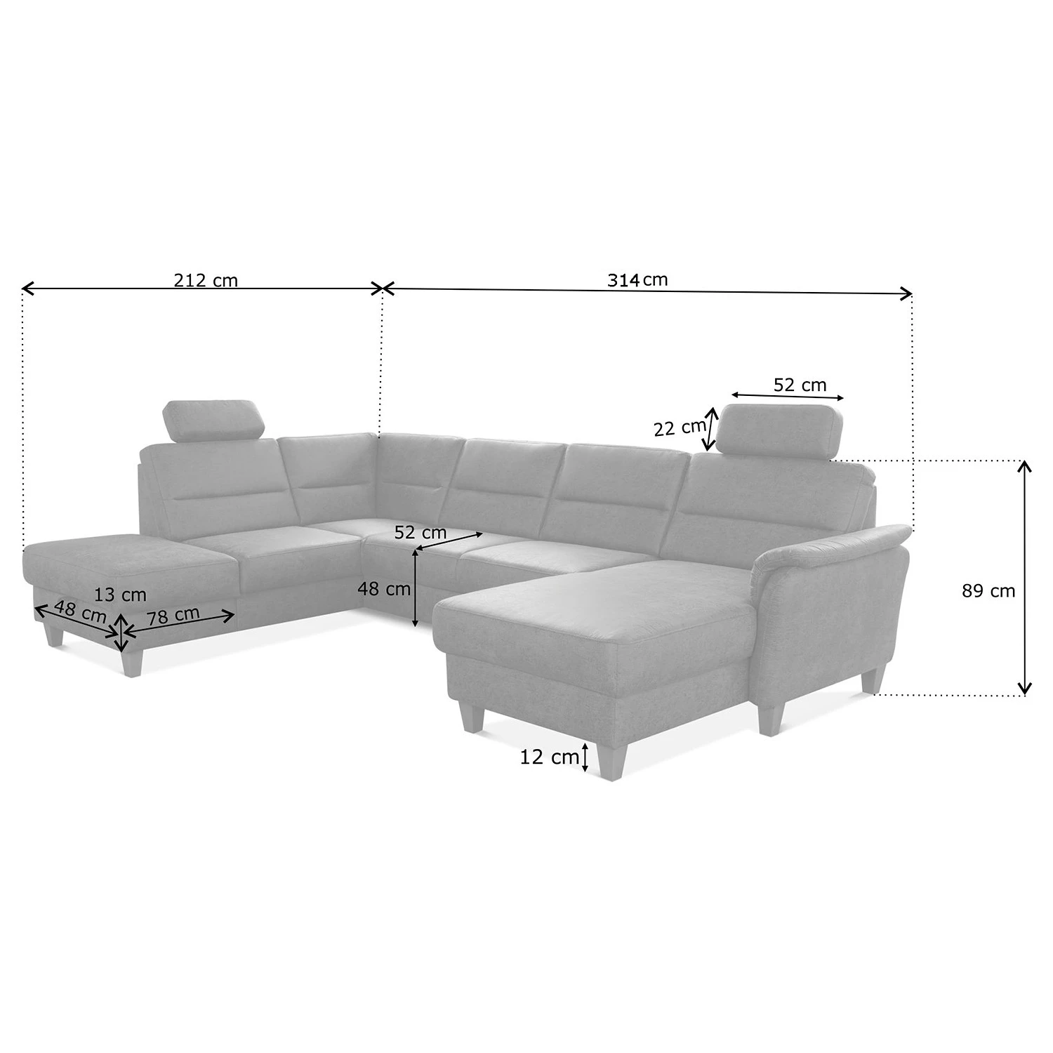 Loftscape Canapé panoramique Corvus - Microfibre Alais: Gris - Méridienne longue à gauche (vue de face) - Avec fonction couchage 13 Loftscape Canapé panoramique Corvus - Microfibre Alais: Gris - Méridienne longue à gauche (vue de face) - Avec fonction couchage – Image 11