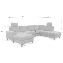 Loftscape Canapé panoramique Gothem - Tissu Palila: Nougat - Méridienne longue à droite (vue de face) - Avec fonction couchage -Meubles de salon Soldes 1000317147 220120 11561001822 SKETCH DETAILS P000000001000317147 sketch