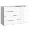Commode SKØP x4+1 - Blanc brillant / Gris soie - Chrome