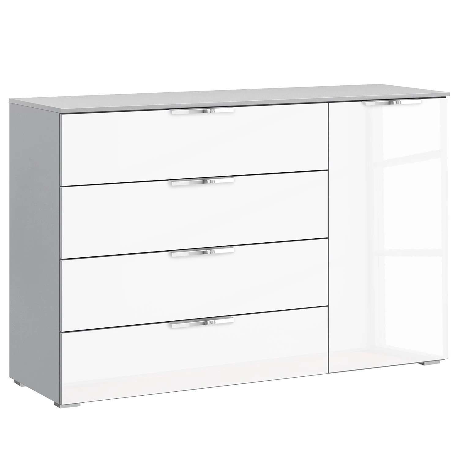Commode SKØP x4+1 - Blanc brillant / Gris soie - Chrome 3 Commode SKØP x4+1 - Blanc brillant / Gris soie - Chrome
