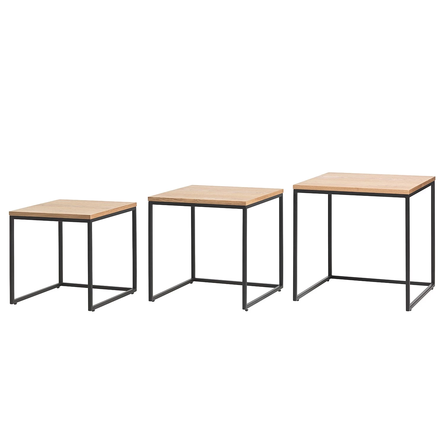 Red Living Tables gigognes Ratho (3 éléments) - Placage en bois véritable / Métal -Chêne / Noir 3 Red Living Tables gigognes Ratho (3 éléments) - Placage en bois véritable / Métal -Chêne / Noir