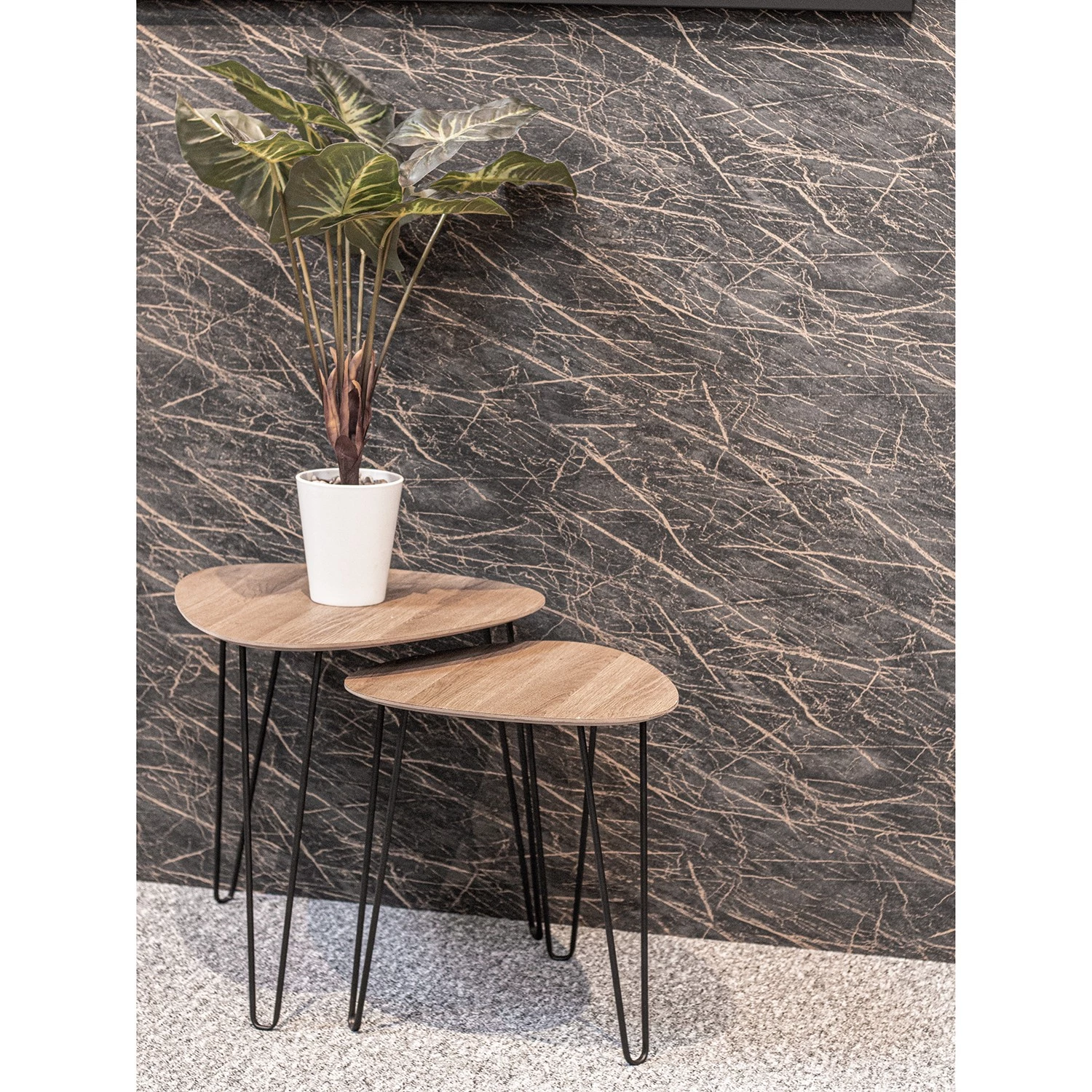 Red Living Bout de canapé Booragoon I - Métal - Imitation chêne / Noir 4 Red Living Bout de canapé Booragoon I - Métal - Imitation chêne / Noir – Image 2