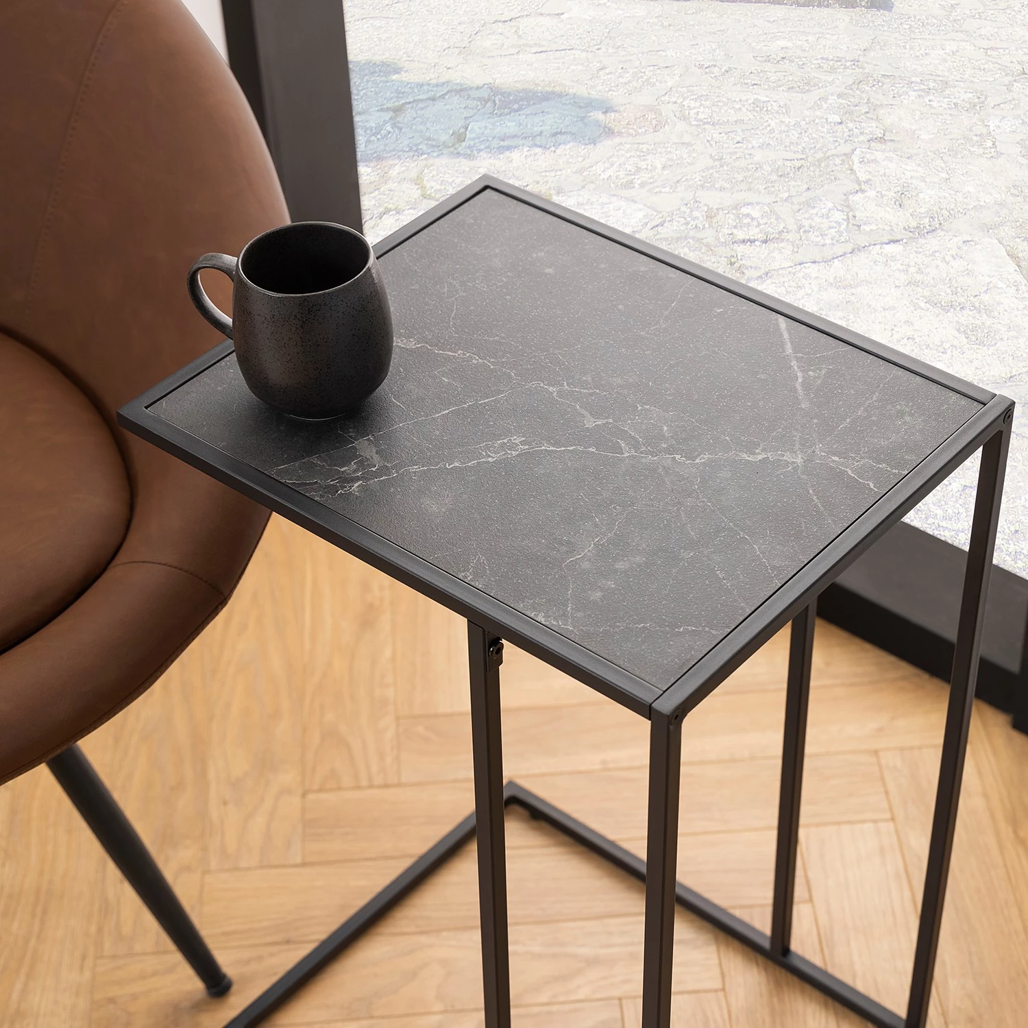 Red Living Bout de canapé Zap - Imitation marbre noir / Noir 5 Red Living Bout de canapé Zap - Imitation marbre noir / Noir – Image 3