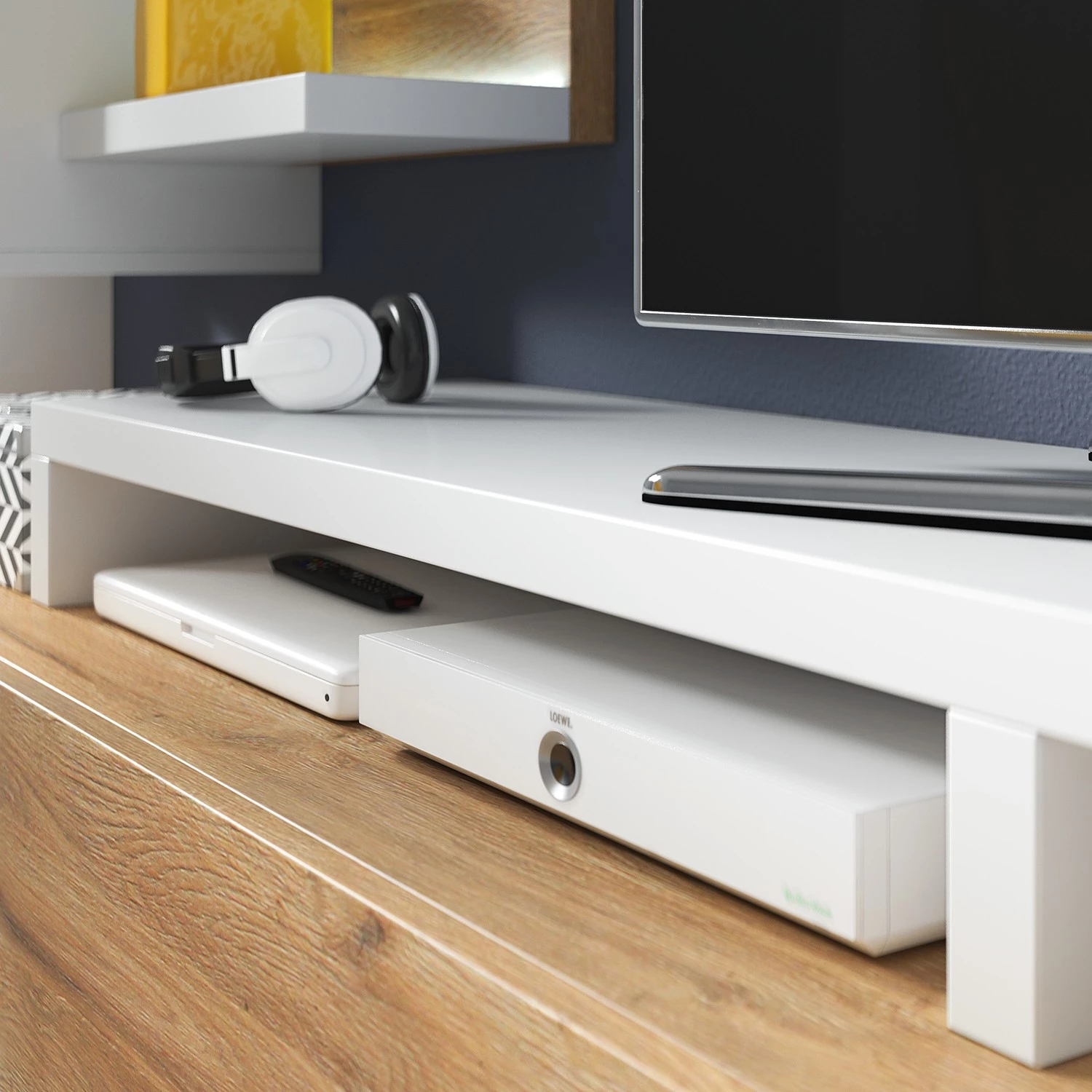 Loftscape Meuble TV Littor - Blanc / Imitation chêne Grandson 5 Loftscape Meuble TV Littor - Blanc / Imitation chêne Grandson – Image 3