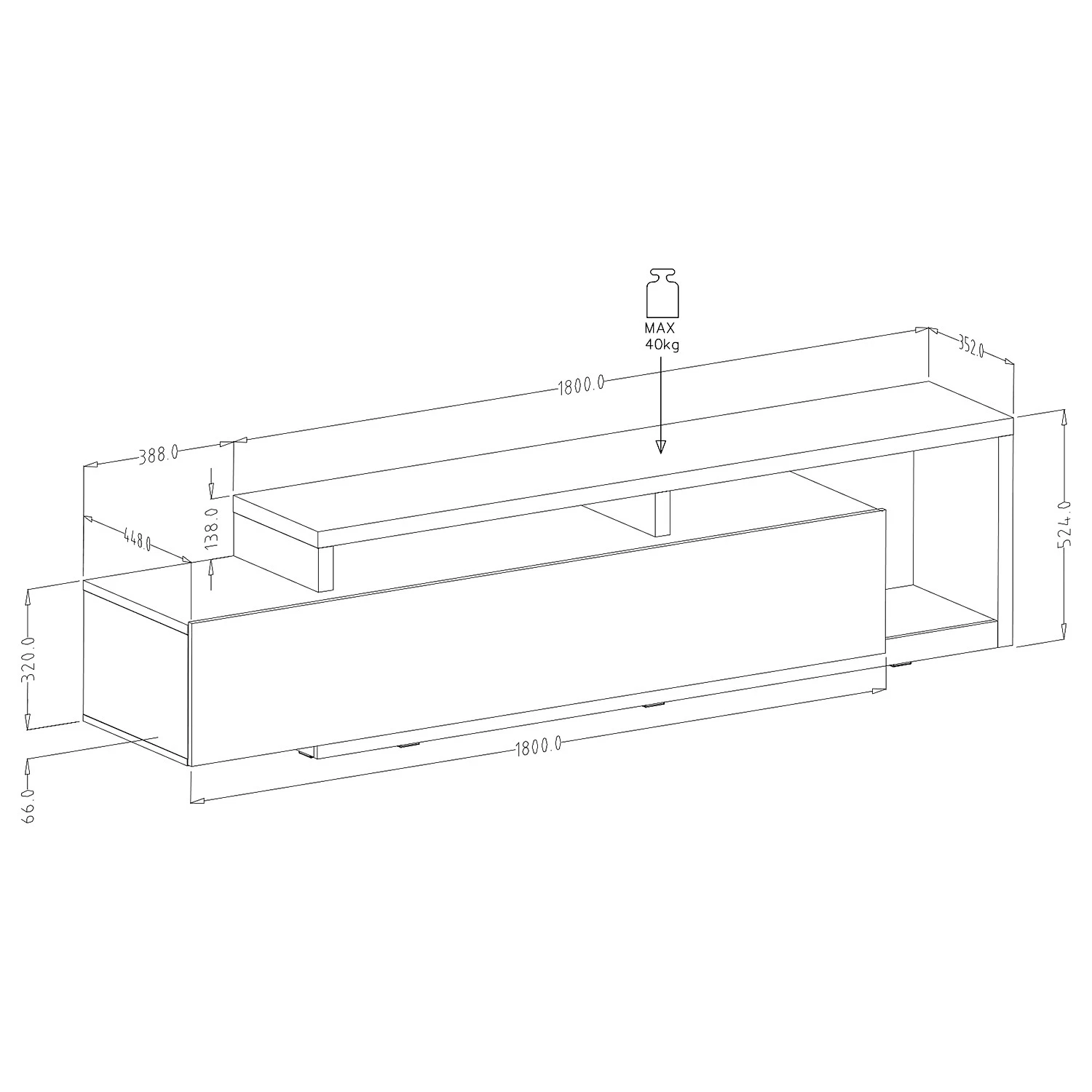 Loftscape Meuble TV Littor - Blanc / Imitation chêne Grandson 6 Loftscape Meuble TV Littor - Blanc / Imitation chêne Grandson – Image 4