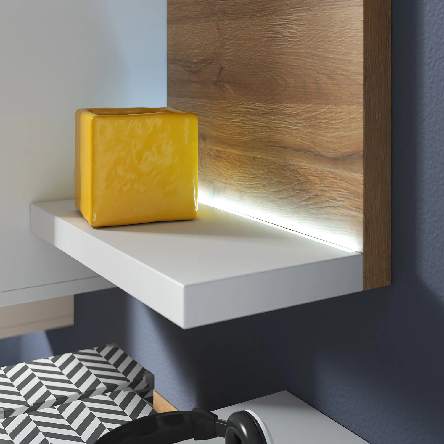 Loftscape Ensemble meubles TV Littor (3 éléments) - Blanc / Imitation chêne Grandson 10 Loftscape Ensemble meubles TV Littor (3 éléments) - Blanc / Imitation chêne Grandson – Image 8