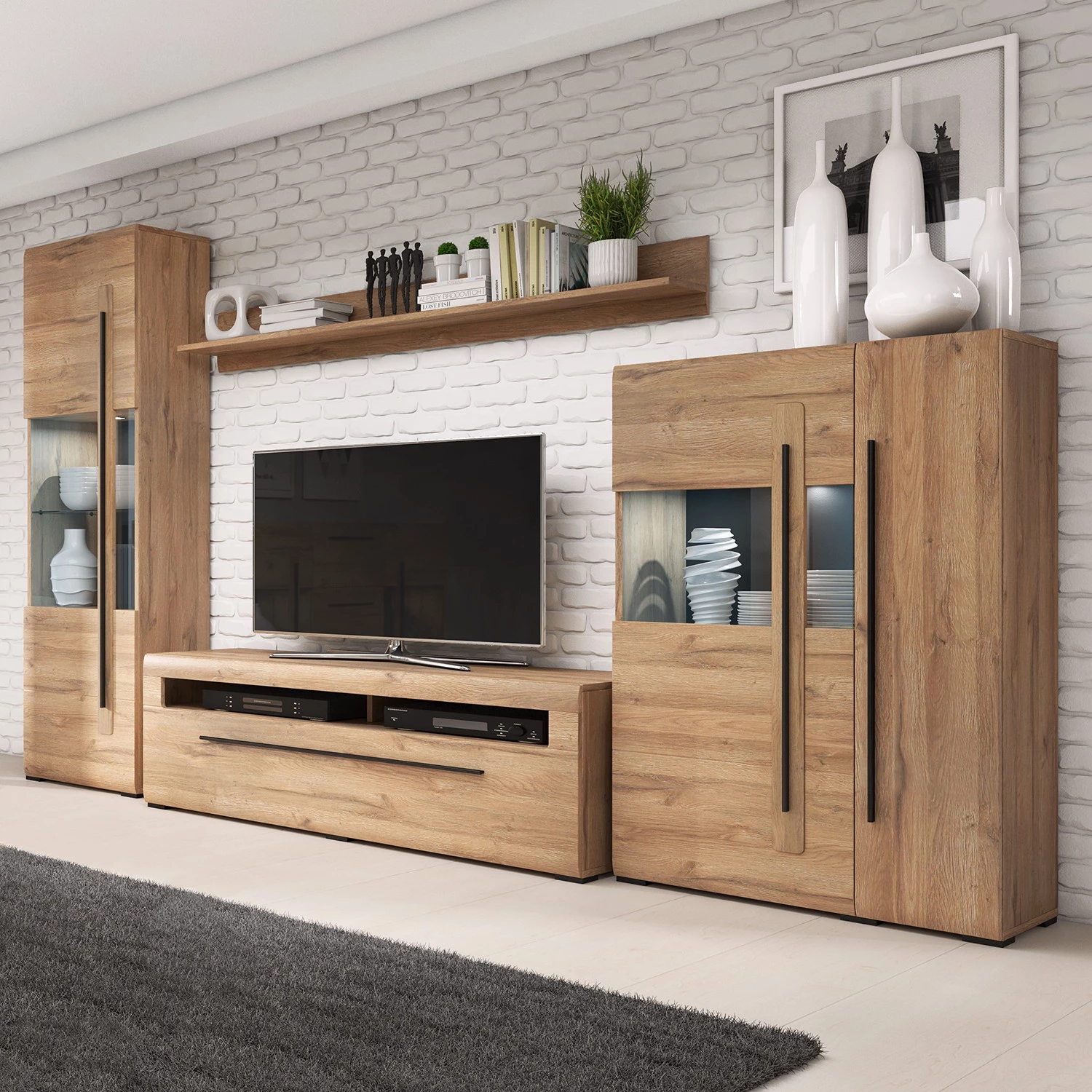 Loftscape Ensemble meubles TV Tyfta I (4 éléments) - Imitation chêne Grandson 3 Loftscape Ensemble meubles TV Tyfta I (4 éléments) - Imitation chêne Grandson