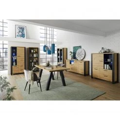 Red Living Buffet haut Zagora - Imitation chêne à nœuds / Noir -Meubles de salon Soldes 1000329413 220203 15484300020 MOOD DETAILS P000000001000329413 mood