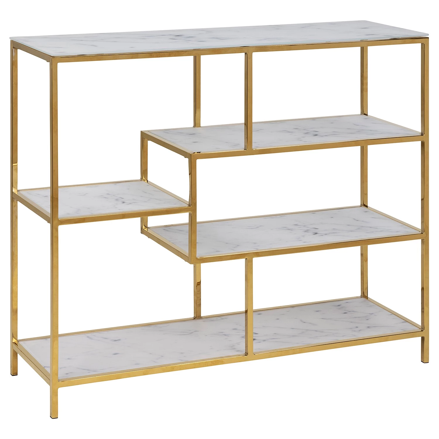 Fredriks Étagère Katori I - Verre / Métal - Imitation marbre blanc / Doré 3 Fredriks Étagère Katori I - Verre / Métal - Imitation marbre blanc / Doré