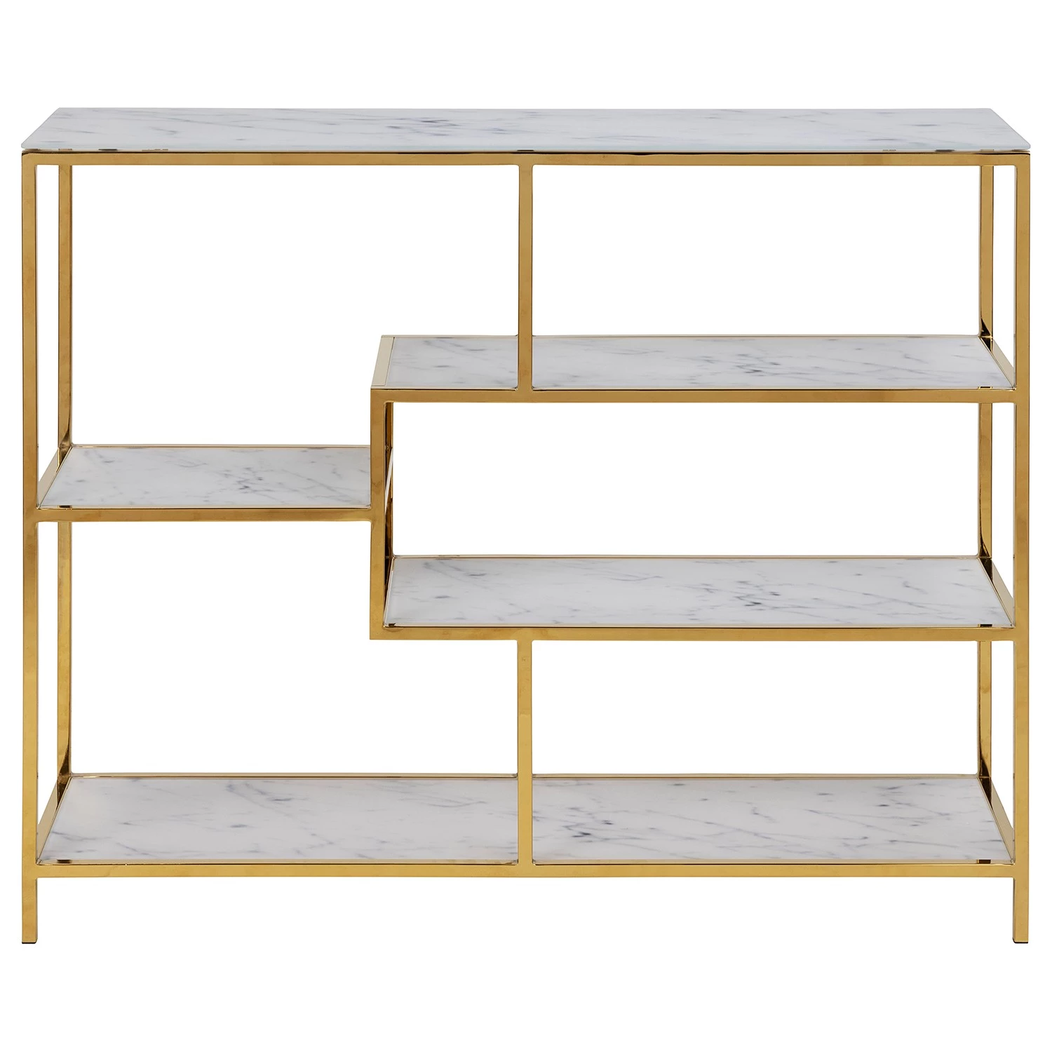 Fredriks Étagère Katori I - Verre / Métal - Imitation marbre blanc / Doré 5 Fredriks Étagère Katori I - Verre / Métal - Imitation marbre blanc / Doré – Image 3