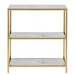 Fredriks Étagère Katori II - Verre / Métal - Imitation marbre blanc / Doré -Meubles de salon Soldes 1000330565 220208 14503000030 DETAILS P000000001000330565