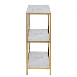 Fredriks Étagère Katori II - Verre / Métal - Imitation marbre blanc / Doré -Meubles de salon Soldes 1000330565 220208 14503000040 DETAILS P000000001000330565
