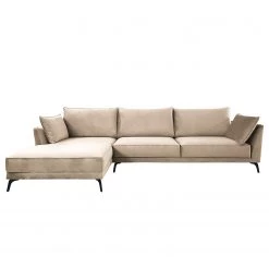 Norrwood Canapé d’angle Gobabis - Velours Ravi: Créme - Méridienne courte à gauche (vue de face) -Meubles de salon Soldes 1000330916 220214 030 DETAILS P000000001000330916