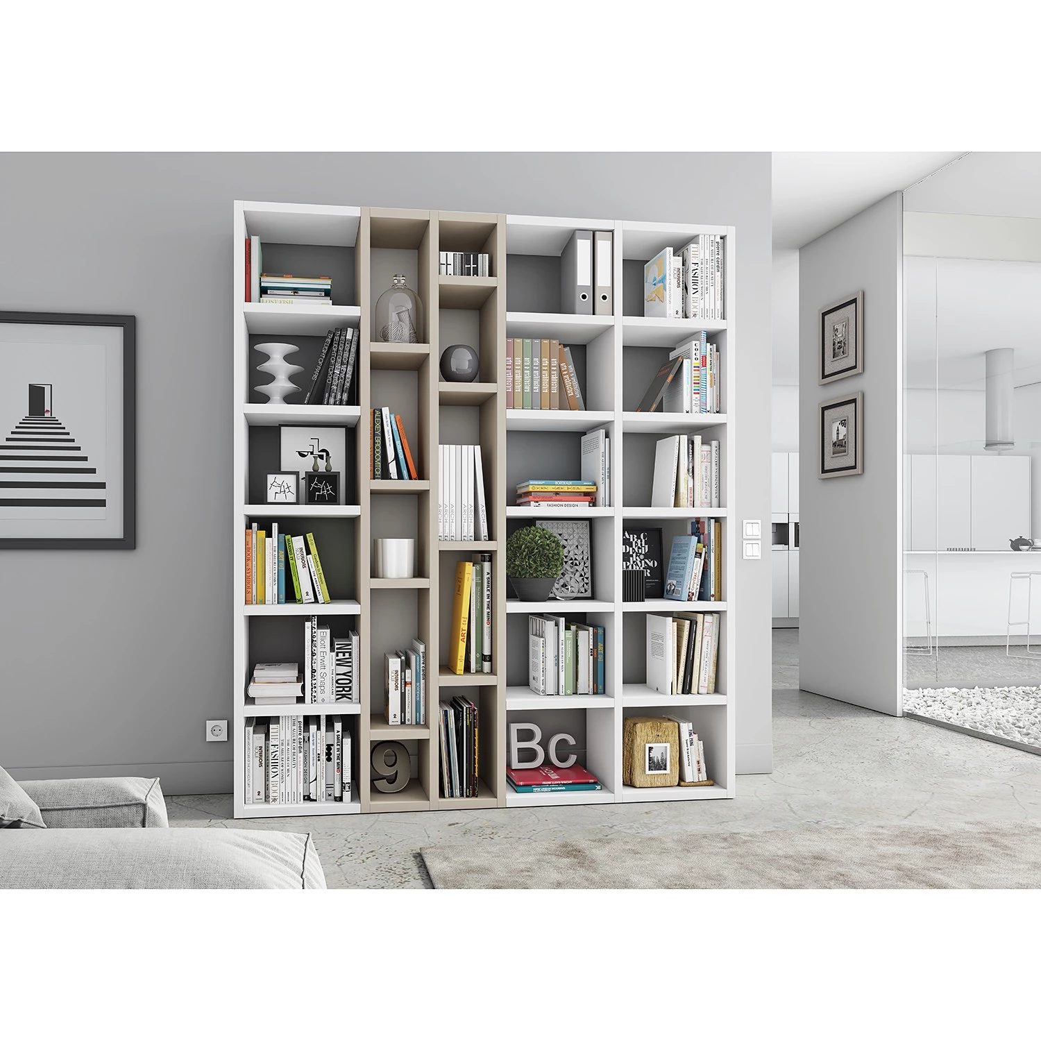 Loftscape Étagères Emporior XIX - Blanc crème / Mat beige clair 4 Loftscape Étagères Emporior XIX - Blanc crème / Mat beige clair – Image 2