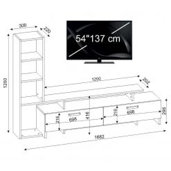 Loftscape Ensemble meubles TV Sasino - Blanc / Imitation chêne sable 13 Loftscape Ensemble meubles TV Sasino - Blanc / Imitation chêne sable -Meubles de salon Soldes 1000333619 220302 500 SKETCH DETAILS P000000001000333619 sketch