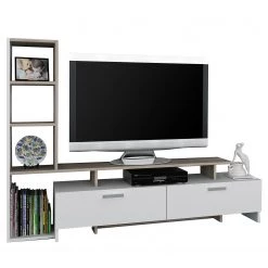 Loftscape Ensemble meubles TV Sasino - Blanc / Imitation chêne sable 11 Loftscape Ensemble meubles TV Sasino - Blanc / Imitation chêne sable -Meubles de salon Soldes 1000333619 220317 030 DETAILS P000000001000333619